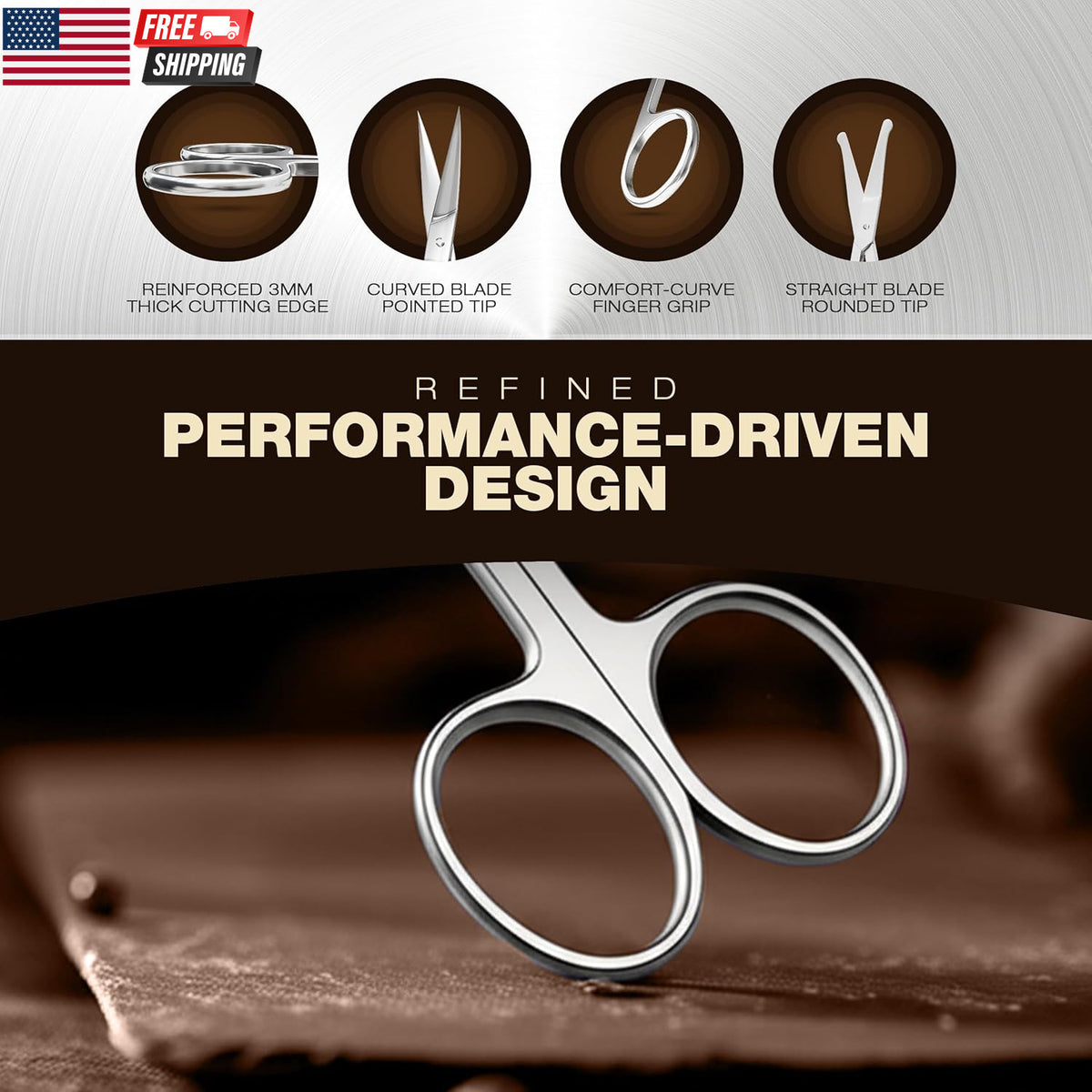 Eyebrow Scissors Set - Stainless Steel Facial & Grooming Shears for Men & Women