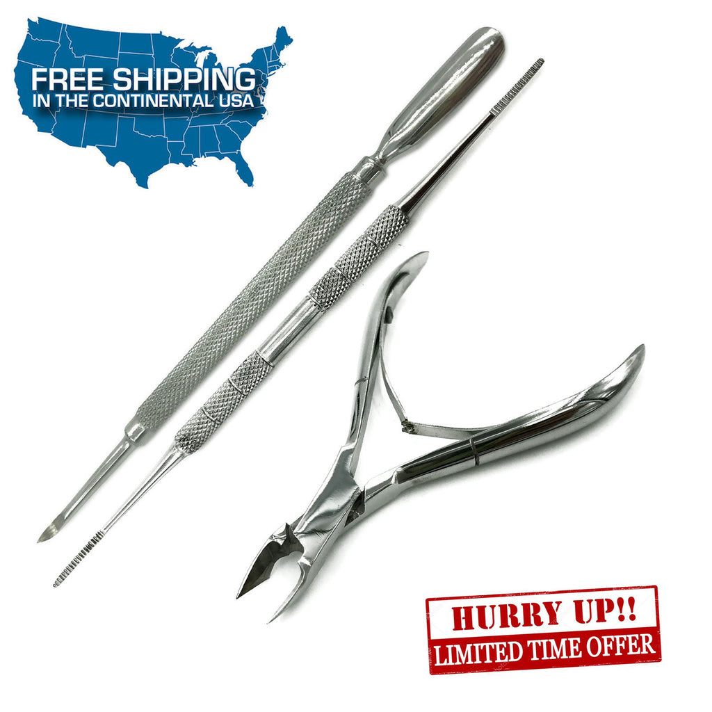 Dual Sided Nail File & Cuticle Nipper Set - Manicure Pedicure Tools