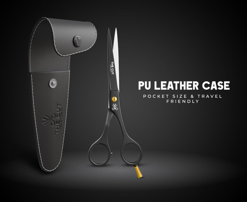 Professional Hair Cutting Scissors 6.5 Inch Matte Black High Carbon Steel Barber Shears
