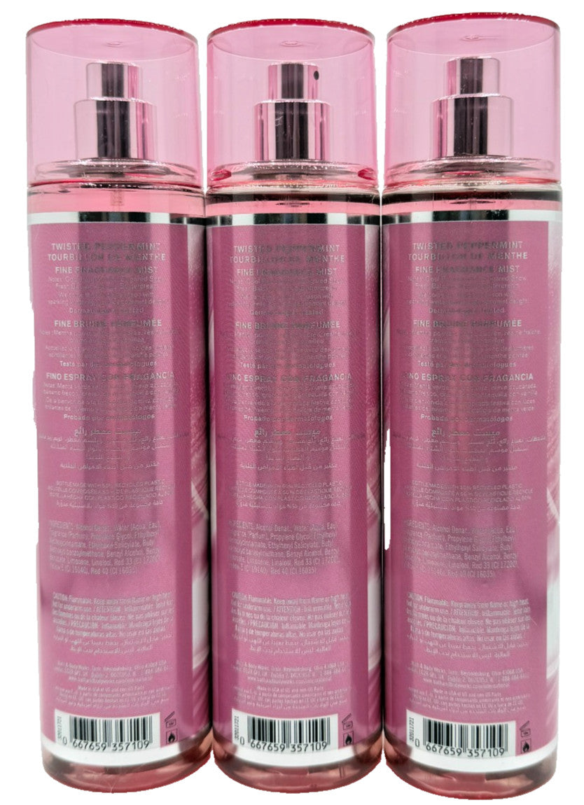 Bath & Body Works Fragrance Mist Set - Twisted Peppermint, 8 oz, Pack of 3