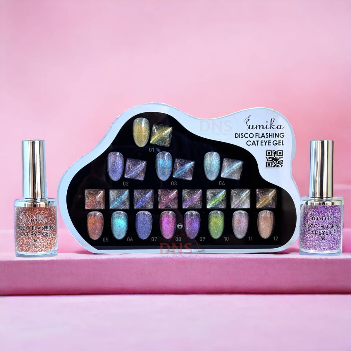 Disco Cat Eye Gel Polish Set 12 Colors with Magnet & Color Chart