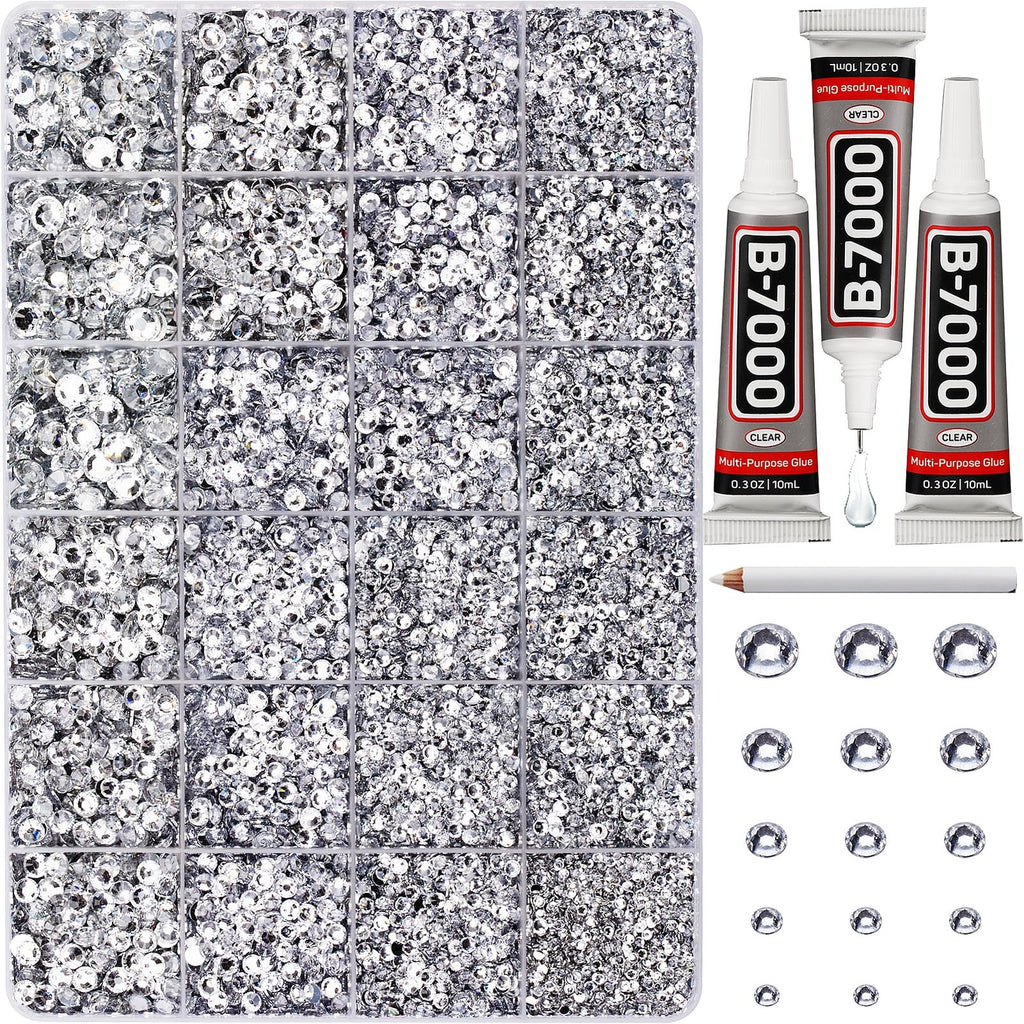 Bulk Silver Clear Rhinestones for Crafting and Bedazzling - 33,000 Pcs, Flatback Gems in Multiple Sizes