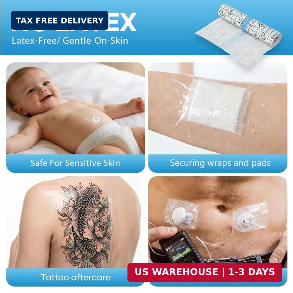 Tattoo Aftercare Bandage Rolls 2 Rolls 6 in x 2 yd Waterproof Latex-Free