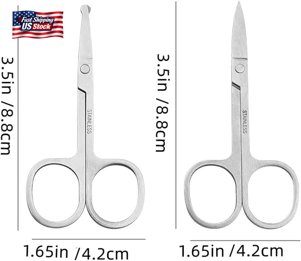 Small Curved Scissors 3.5 Inch for Facial Hair Grooming Eyebrows Nose & Ears