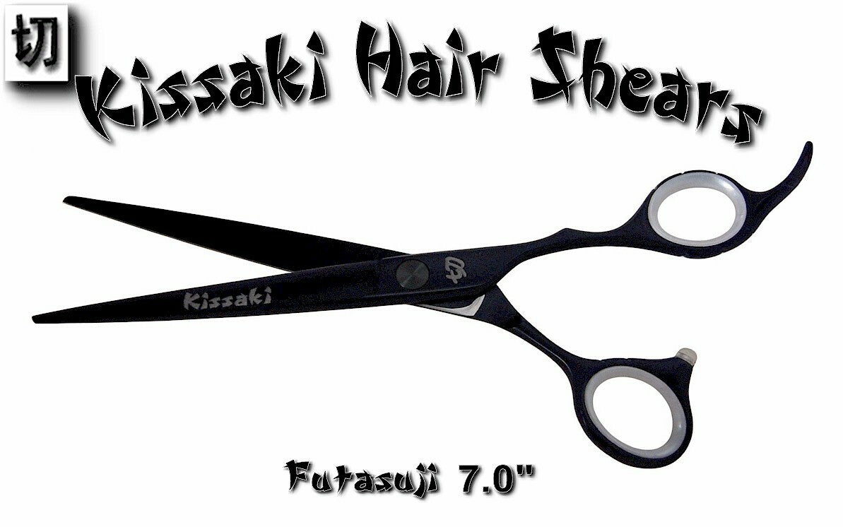 Professional 7.0-inch Black Titanium Hair Cutting Scissors - Thinning Shears