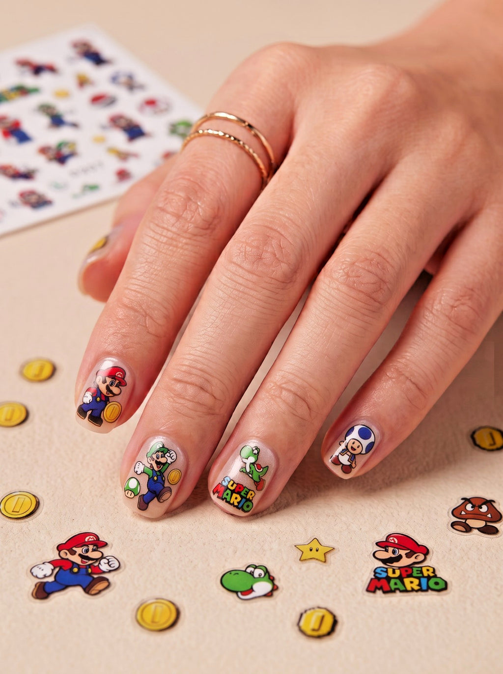 3D Super Mario Nail Stickers Set - Fun Themed Nail Art Decals