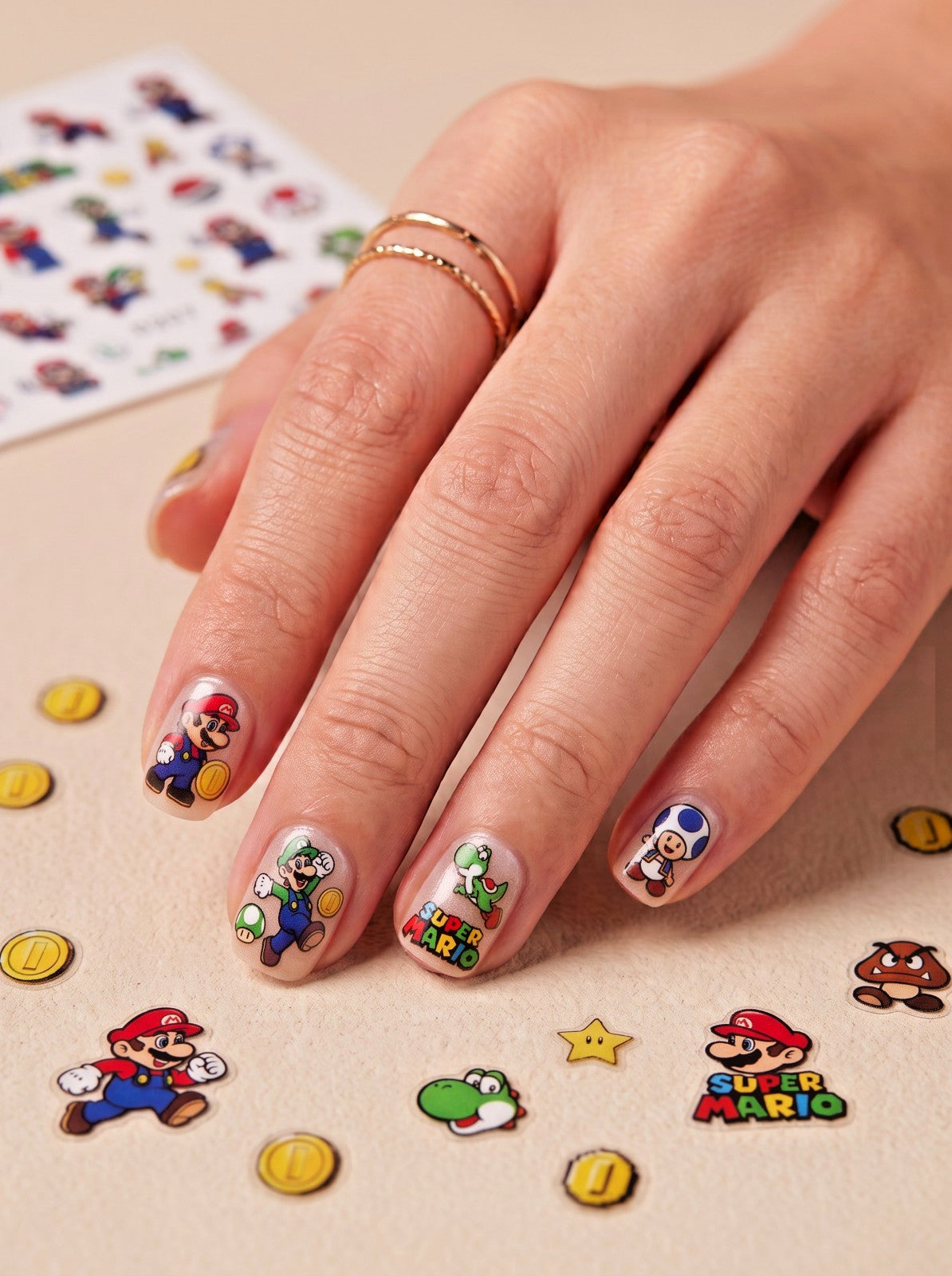 3D Super Mario Nail Stickers Set - Fun Themed Nail Art Decals