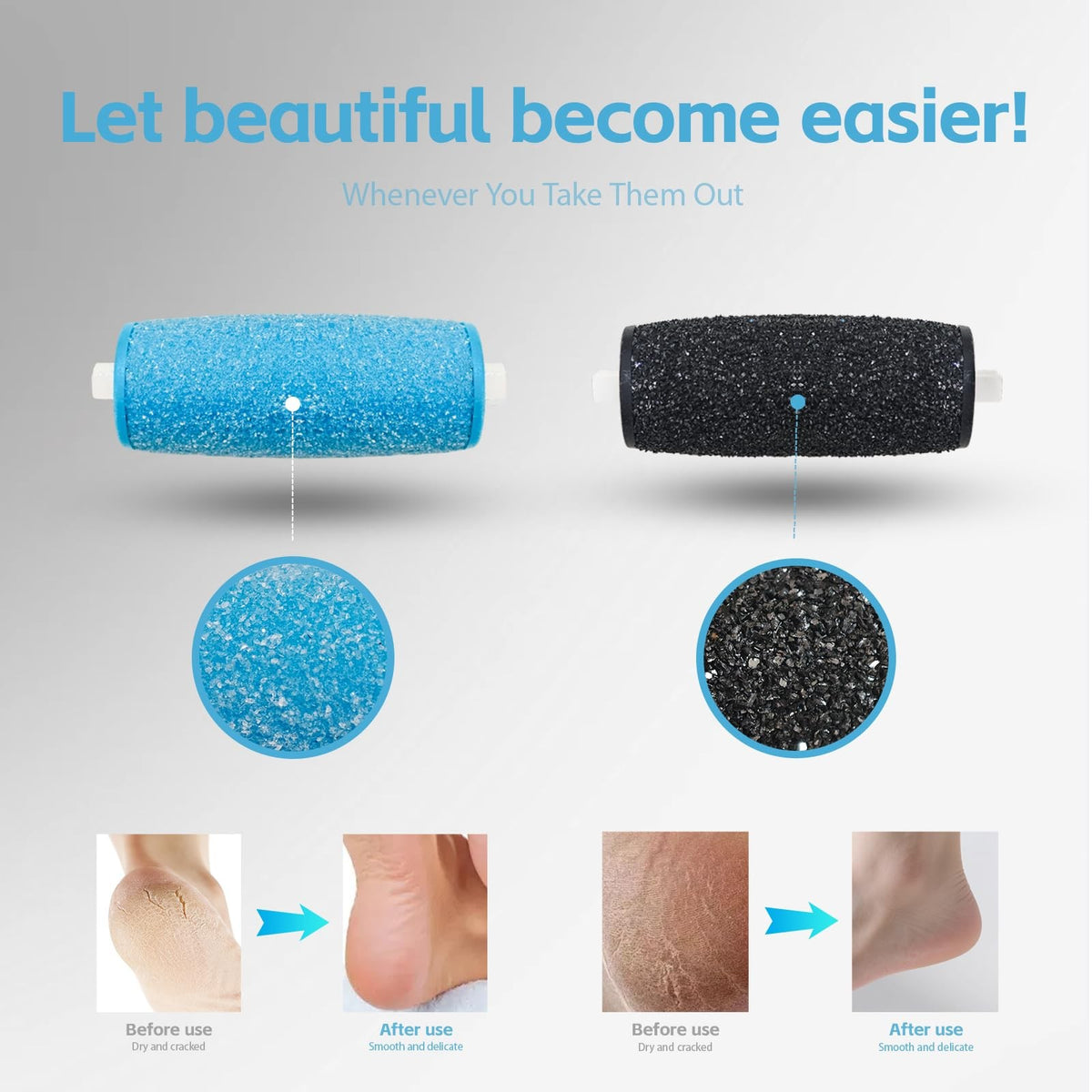 Replacement Foot File Rollers for Amope Pedi-Perfect & Callus Removers - 12 Pcs