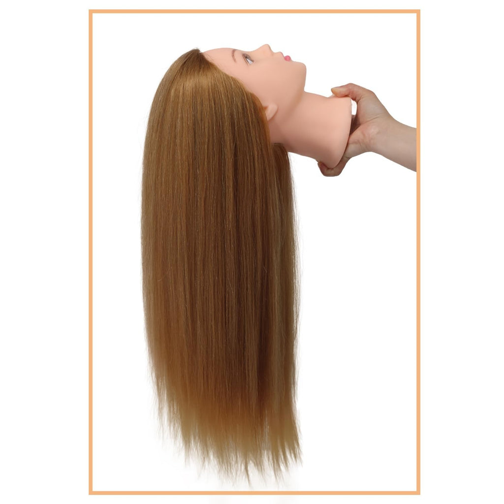 Human Hair Mannequin Head for Hair Styling - 24-26 Inch Straight Light Brown