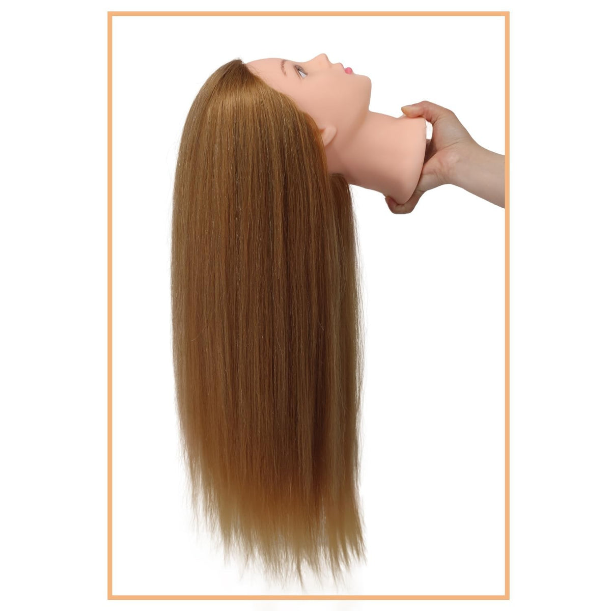 Human Hair Mannequin Head for Hair Styling - 24-26 Inch Straight Light Brown