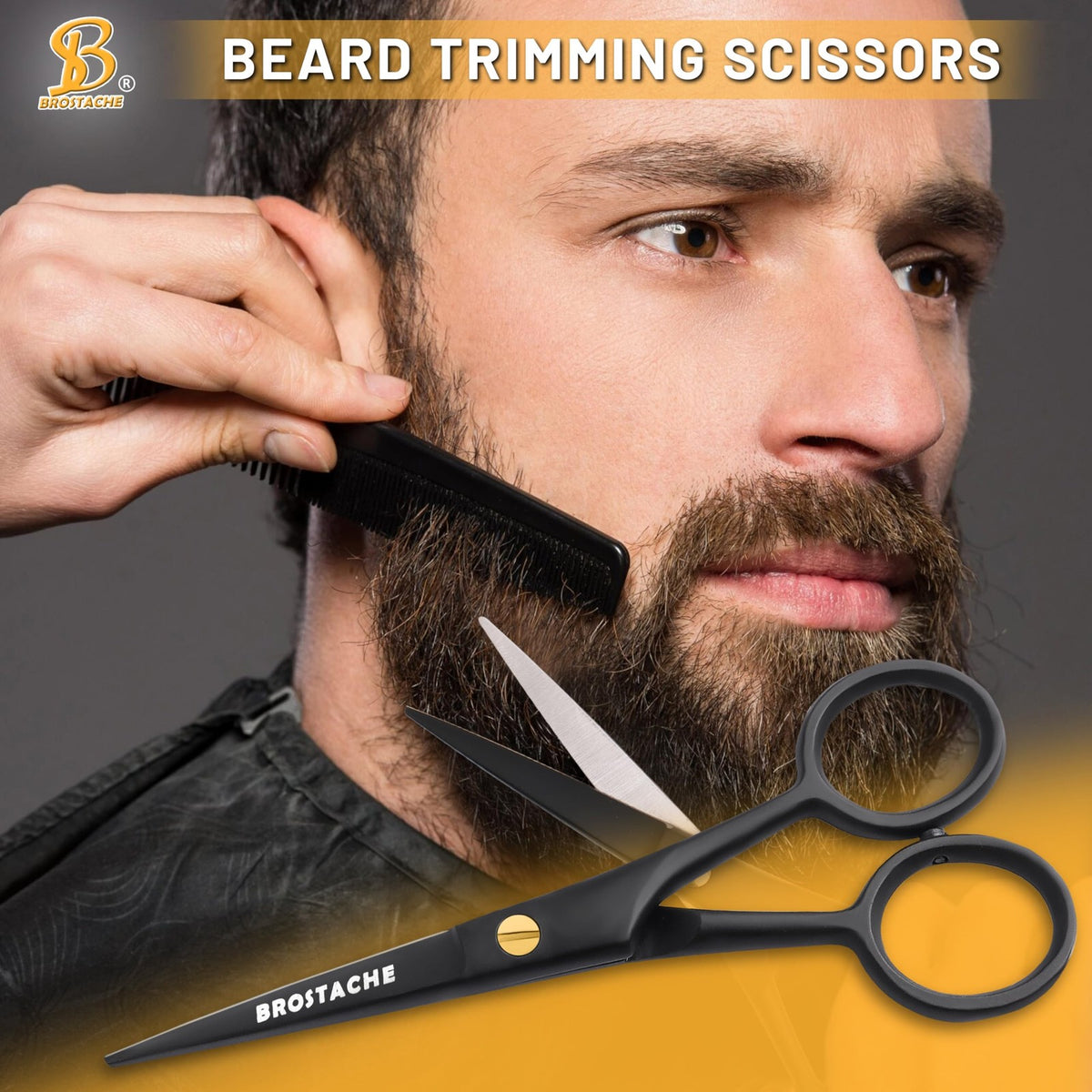 5 Inch Stainless Steel Beard & Mustache Scissors with Sharp Blades and Coating