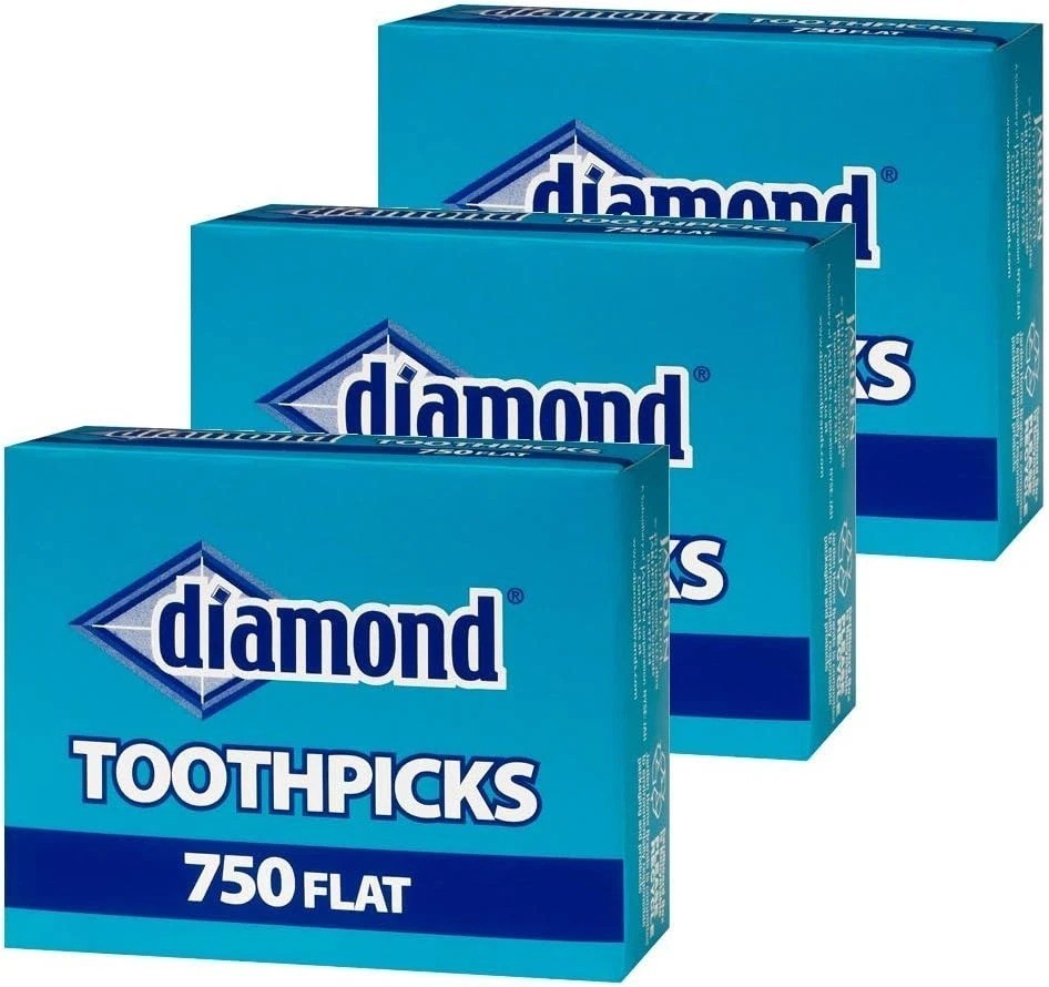 Diamond Flat Toothpicks 750 Count - Multipurpose Household & Baking Tool