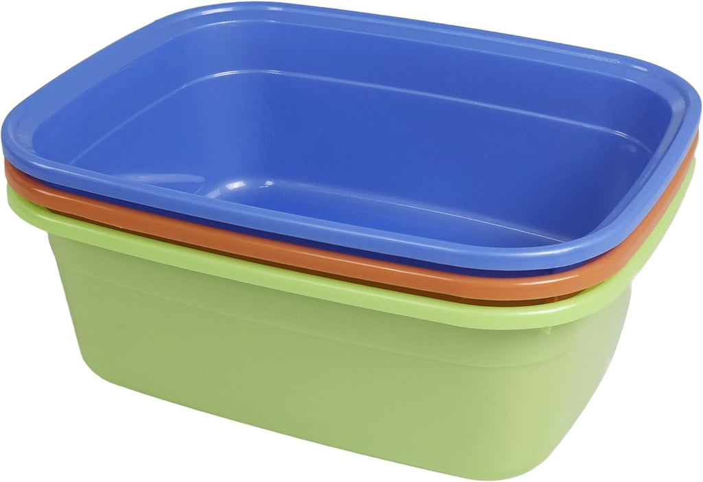14 Quart Plastic Non-Slip Dish Basin Pan Set - Heavy Duty Kitchen Containers