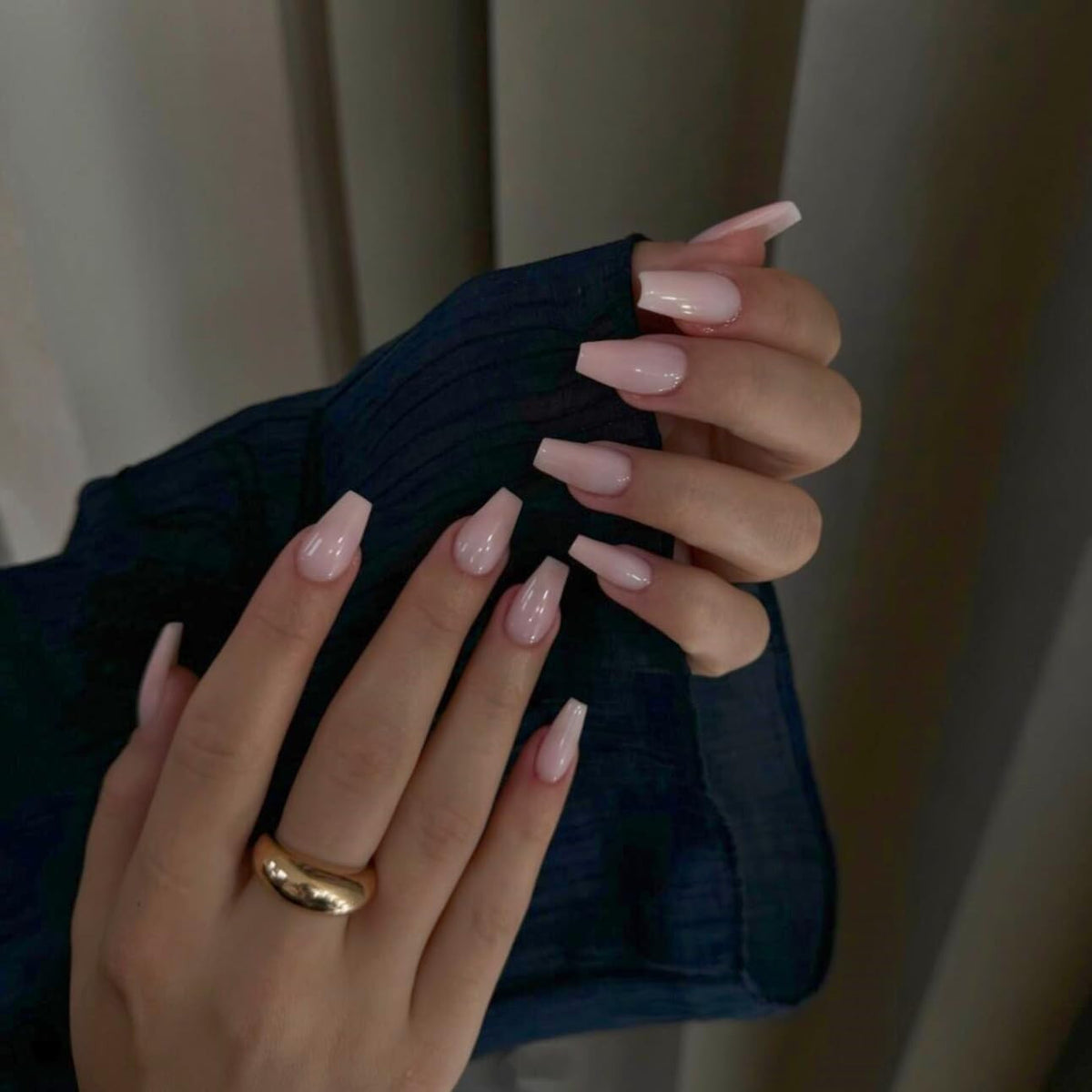 Short Coffin Gel Press-On Nails - Glossy Pink Fake Nails, Natural Fit