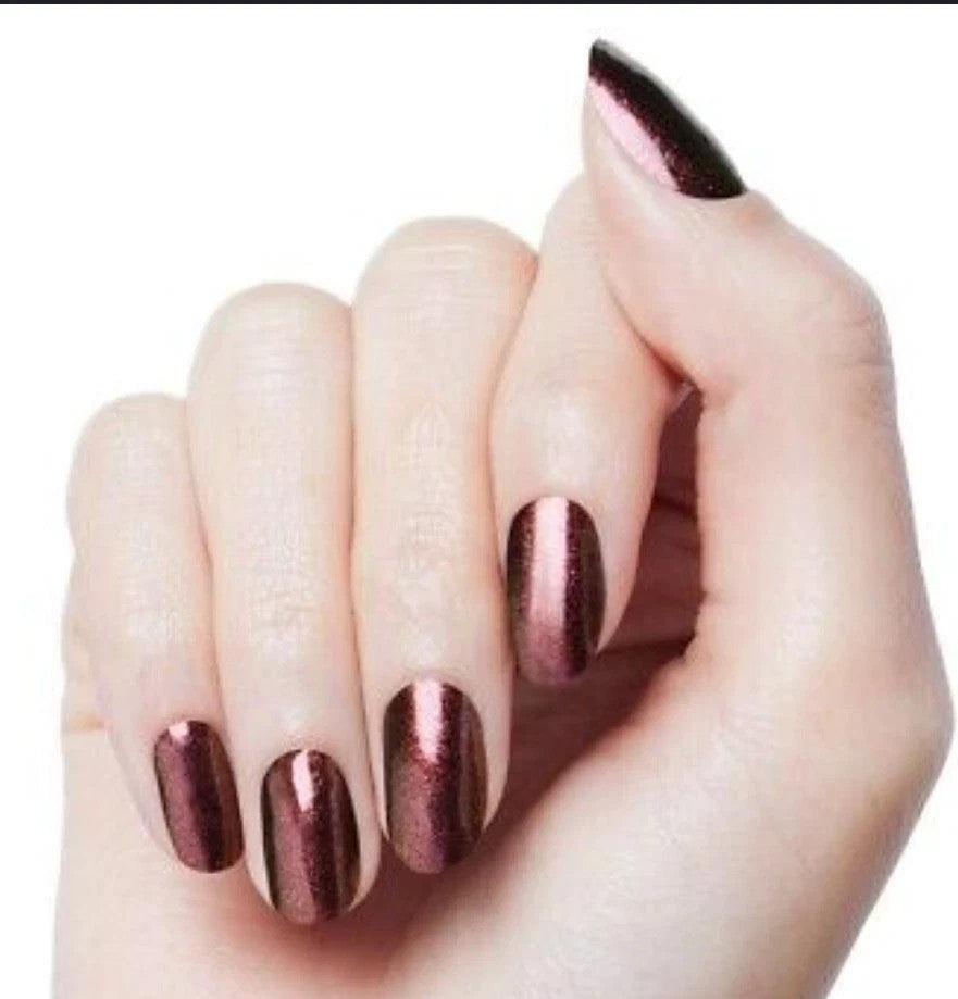 Nail Polish Strips - Deep Burgundy Wine Shimmer - 16 Double-Ended Sets
