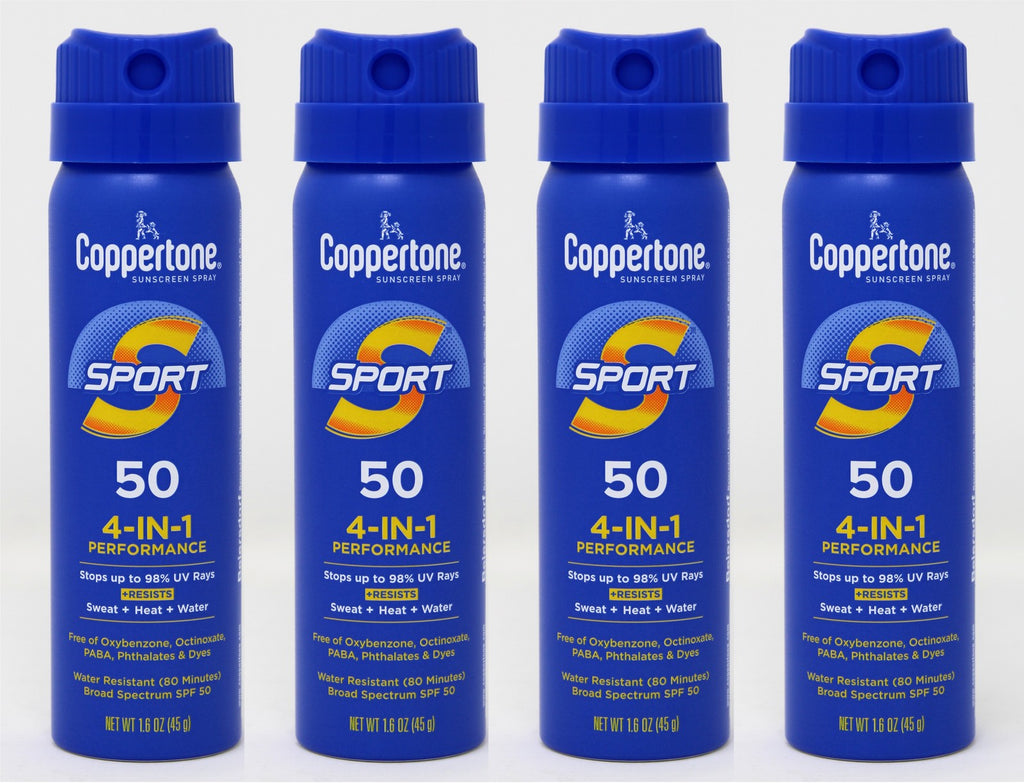 Water-Resistant Sunscreen Spray SPF 50 - Sport Water Resistant 1.6 oz Pack of 4