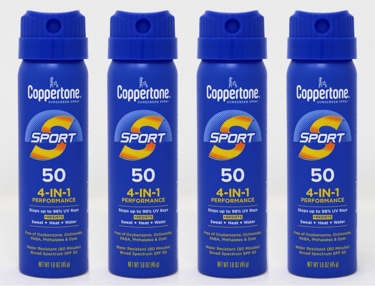 Water-Resistant Sunscreen Spray SPF 50 - Sport Water Resistant 1.6 oz Pack of 4