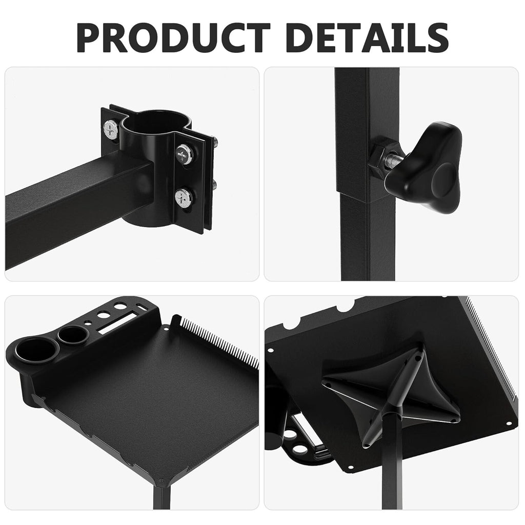 Rotatable Salon Tray for Barber Chairs with Adjustable Height and Tool Organizer