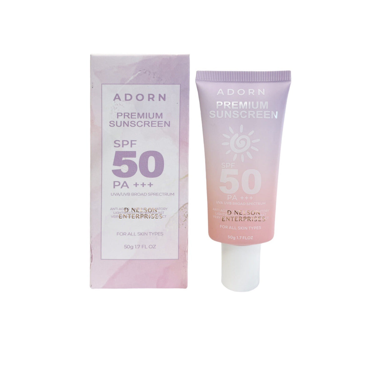Adorn SPF 50 Sunscreen Face Protects Skin with Hyaluronic Acid & Centella 50g