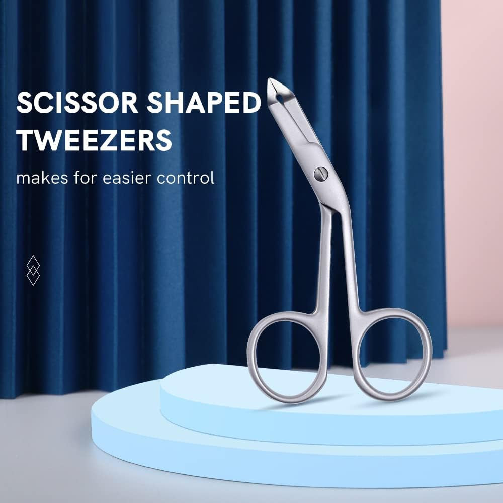 Professional Scissor Tweezers - Stainless Steel Precision Eyebrow & Facial Hair Tool