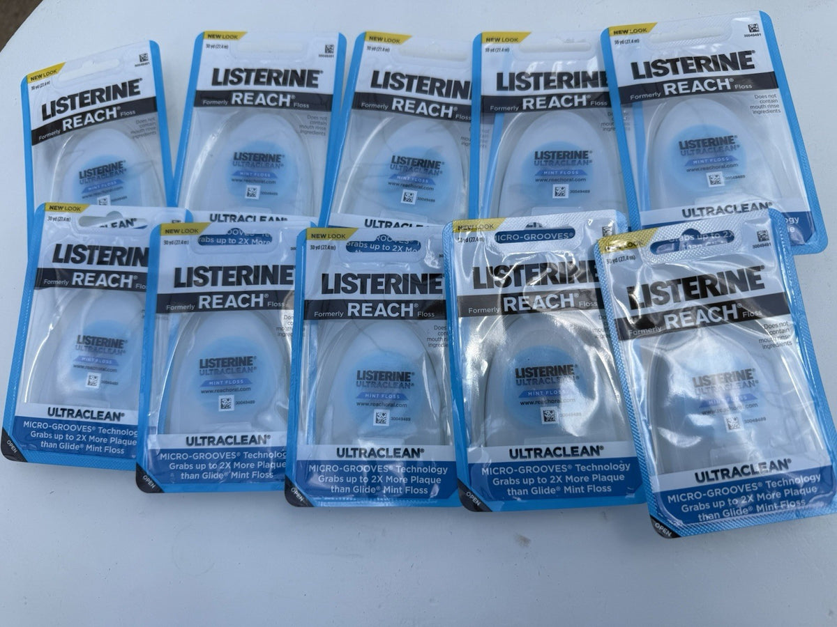 Lot of 10 Mint Dental Floss 30 Yards - Ultraclean Micro-Grooves® Technology