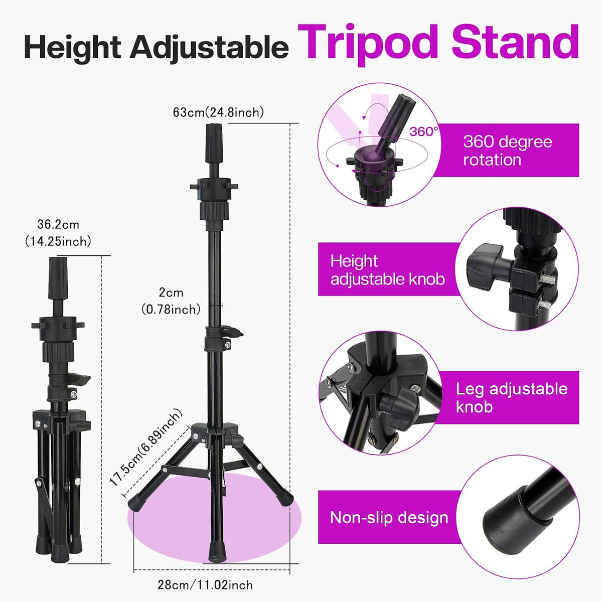 Wig Stand Mannequin Head with Tripod for Wig Styling and Display
