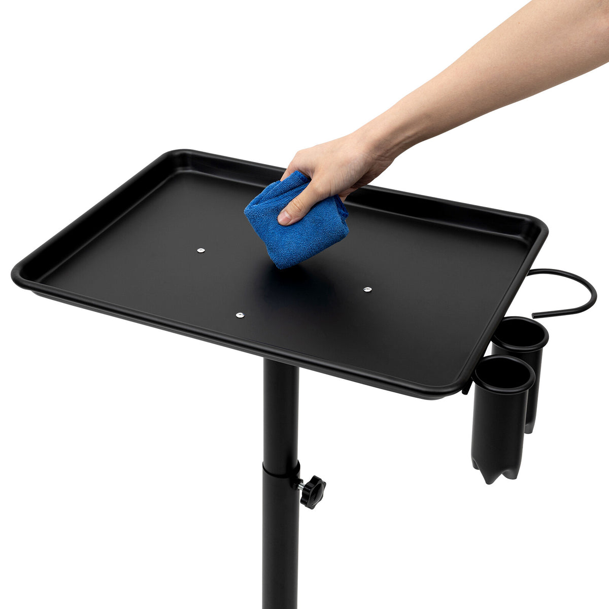 Adjustable Aluminum Salon Trolley Cart with Large Tray and Wheels