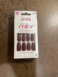 Long Press-On Nails Burgundy Red Wine 28 Nails - Vivid 2-Coat Finish