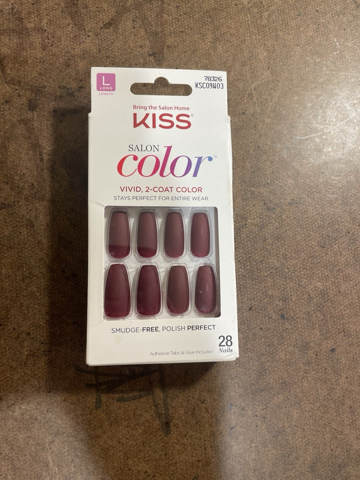 Long Press-On Nails Burgundy Red Wine 28 Nails - Vivid 2-Coat Finish
