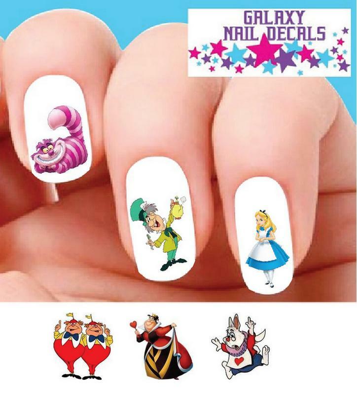 Waterslide Nail Decals Set of 20 Alice in Wonderland Theme for Nail Art