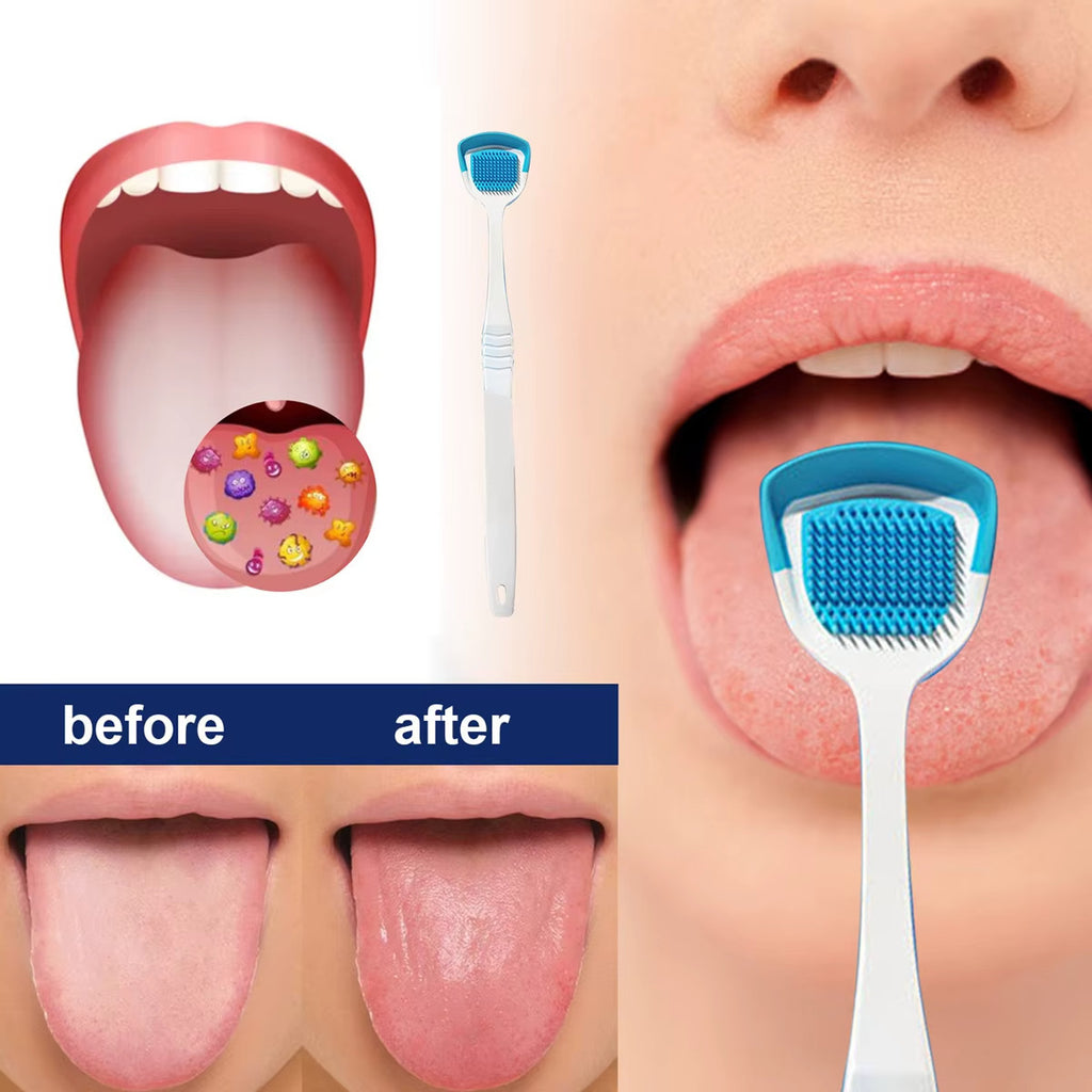 Reusable Silicone Tongue Scraper Cleaner for Oral Care - Adult Dental Hygiene
