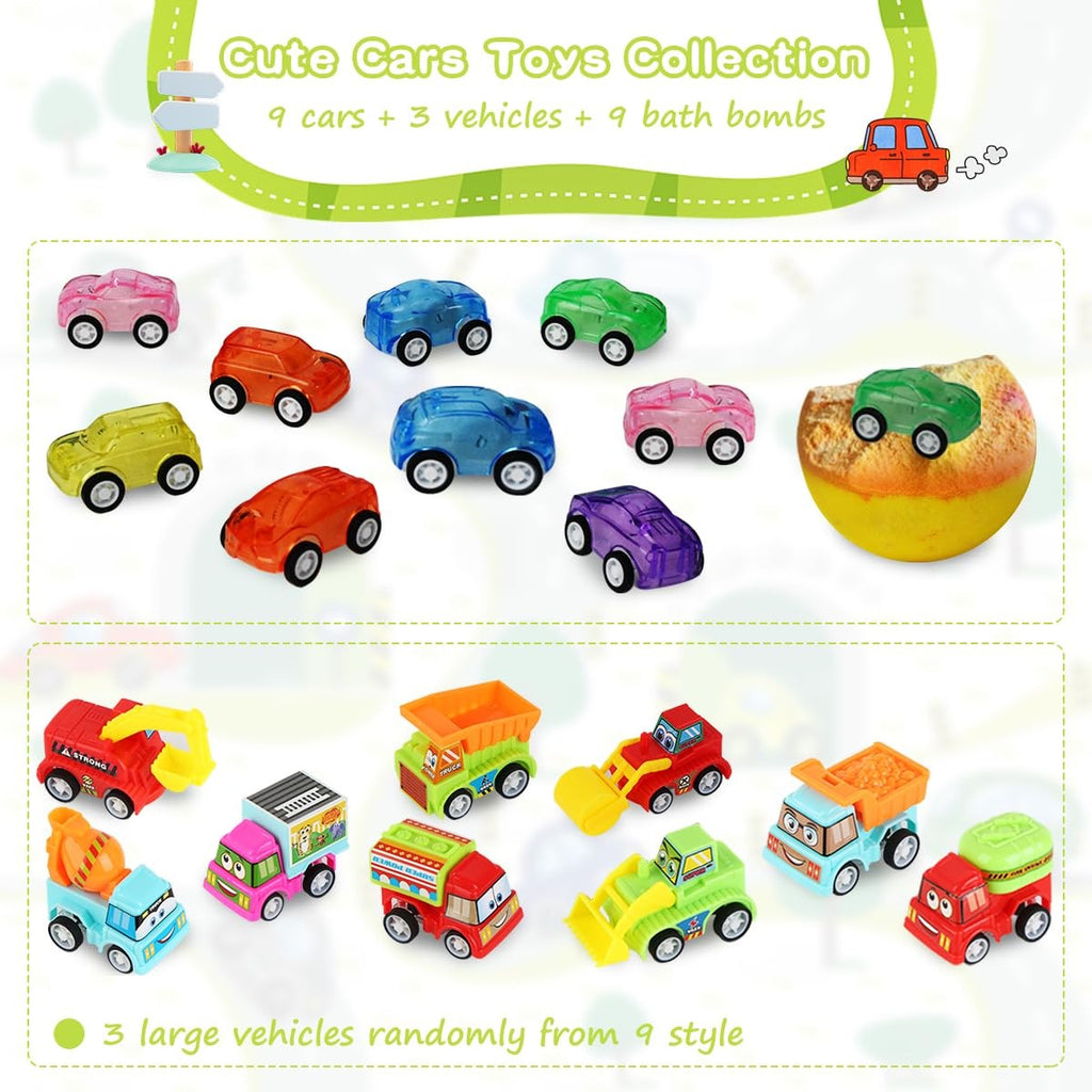 Kids Bath Bombs with Surprise Cars and Toys - 6 Pack Bubble Set