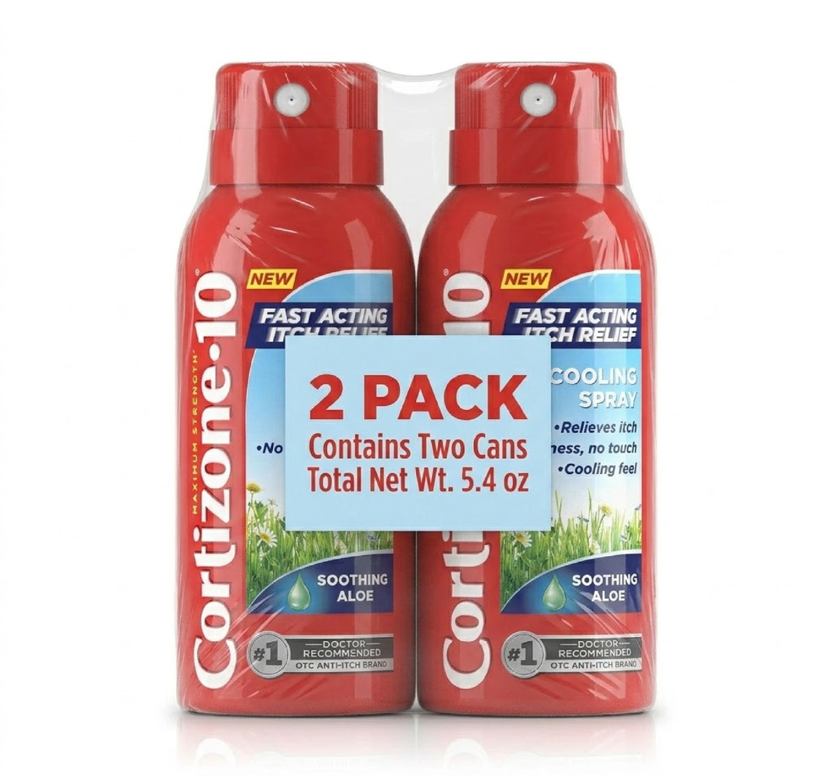 Hydrocortisone Itch Relief Spray with Aloe Vera - Fast Cooling 2.7 oz 2 Pack