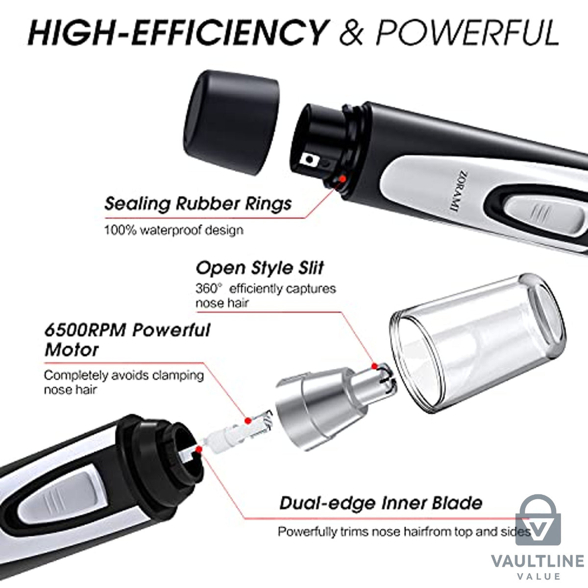 Stainless Steel Ear and Nose Hair Trimmer - Battery Operated Grooming Tool