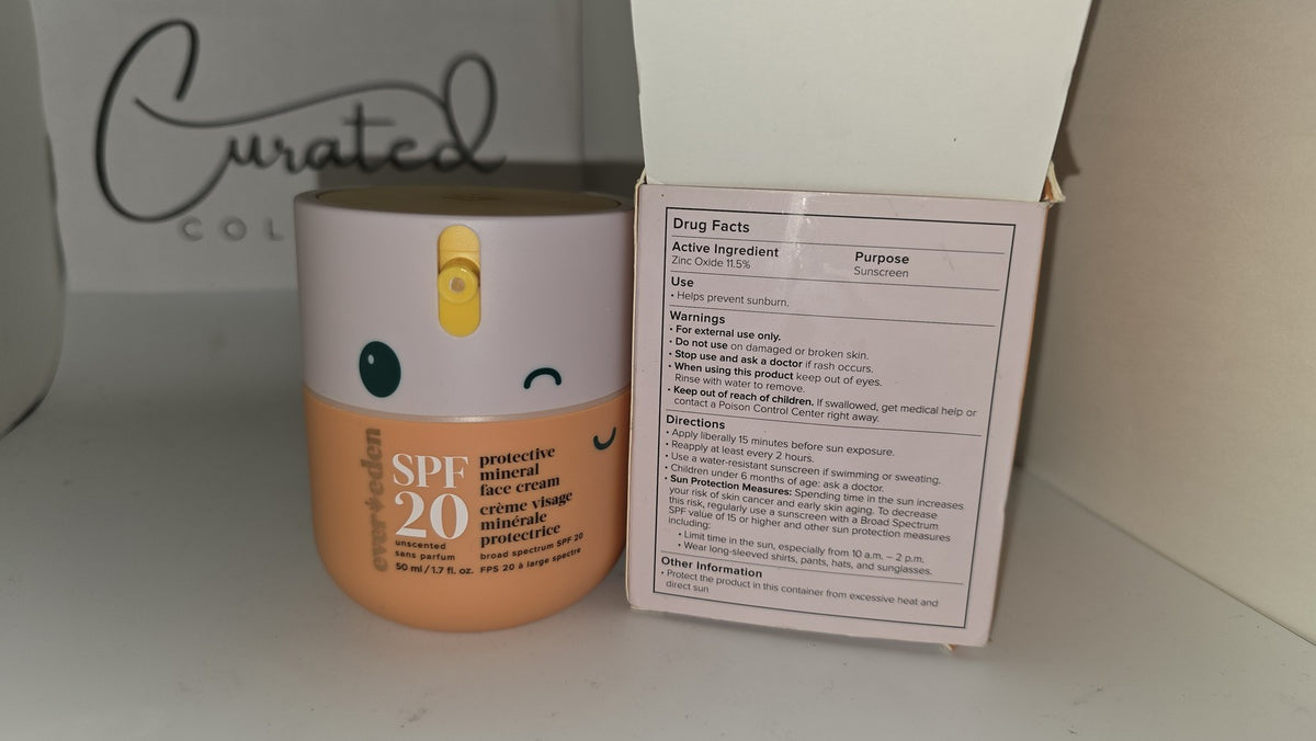 Mineral Face Sunscreen SPF 20 - Unscented Daily Moisturizer with Zinc Oxide