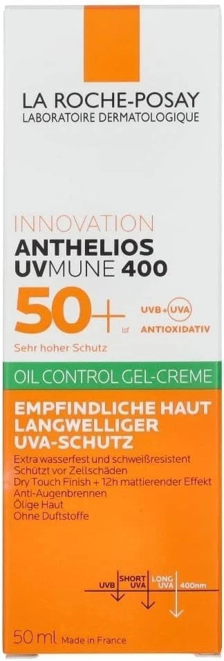 SPF 50+ Oil-Control Sun Protection Gel-Cream for Sensitive Skin - Pack of 2