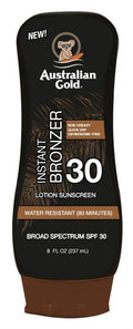 Australian Gold SPF 30 Bronzer Lotion 8oz Water-Resistant Tanning Sunblock