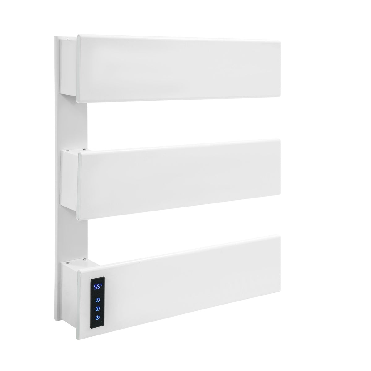 Wall-Mounted Electric Towel Warmer with 3 Tiers - 110V White Aluminum