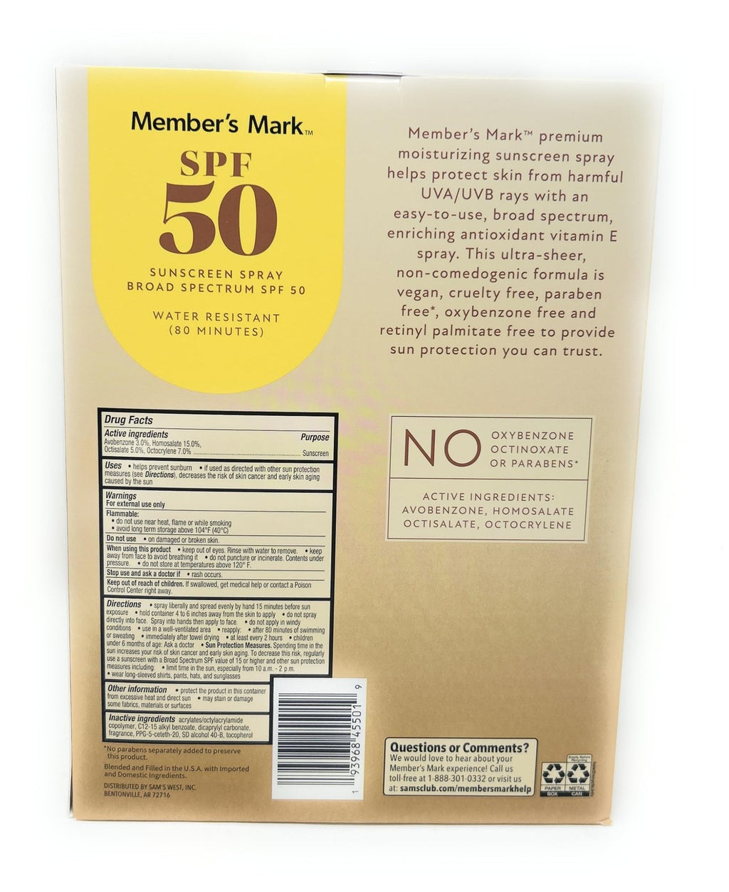 SPF 50 Sunscreen Spray Set - 3 Bottles, 9.1oz Each, Outdoor Skin Protection