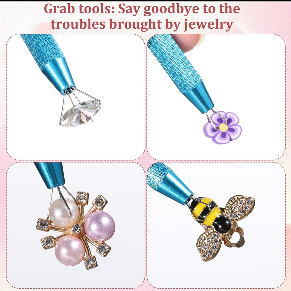 Stainless Steel Piercing Ball Grabber Tool Set – 3-Piece Four-Jaw Jewelry Removal Pick