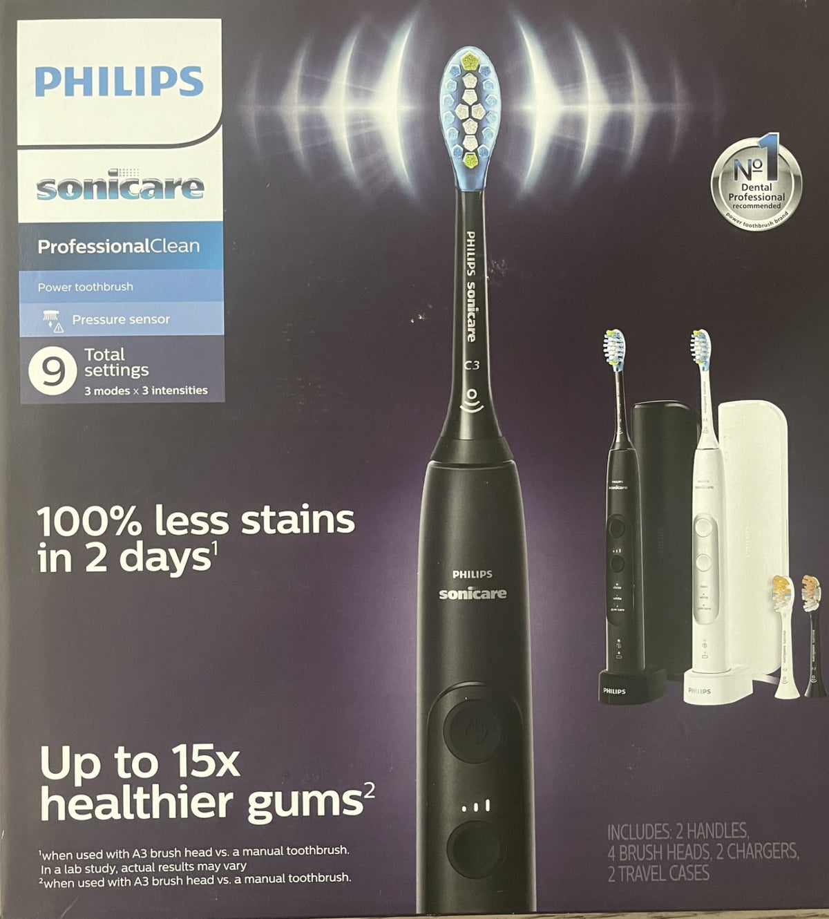 Philips Sonicare Rechargeable Electric Toothbrush 2-Pack - Professional Clean