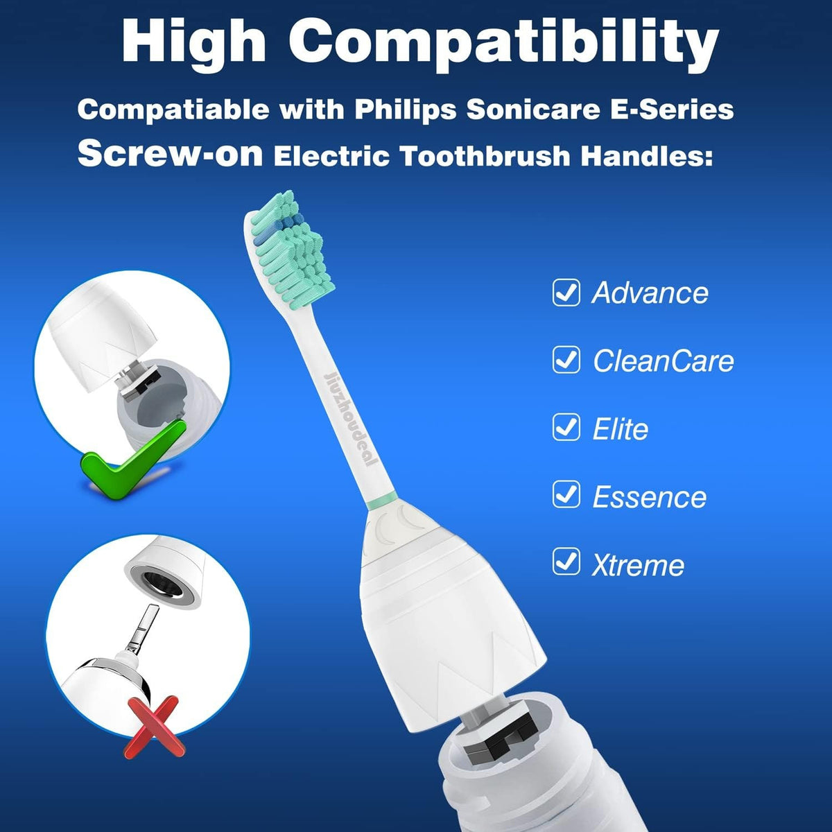 6 Pack Replacement Toothbrush Heads for Philips Sonicare E-Series - Compatible with Essence, Elite, Advance & More