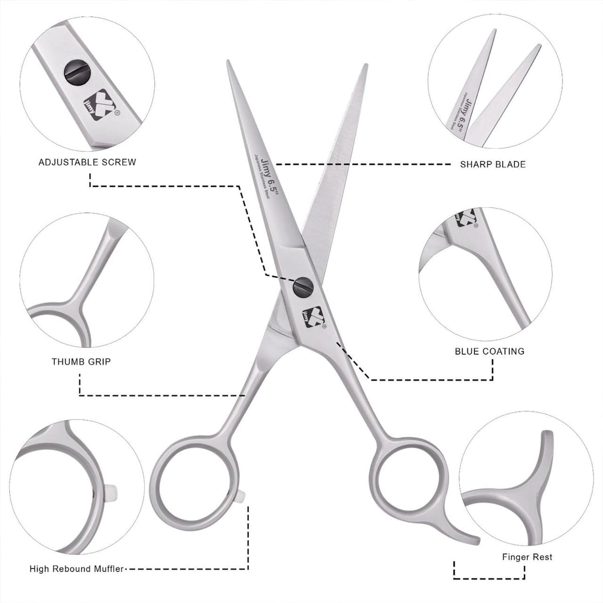 6.5-Inch Professional Hair Cutting Scissors - Ultra Sharp Stainless Steel Shears