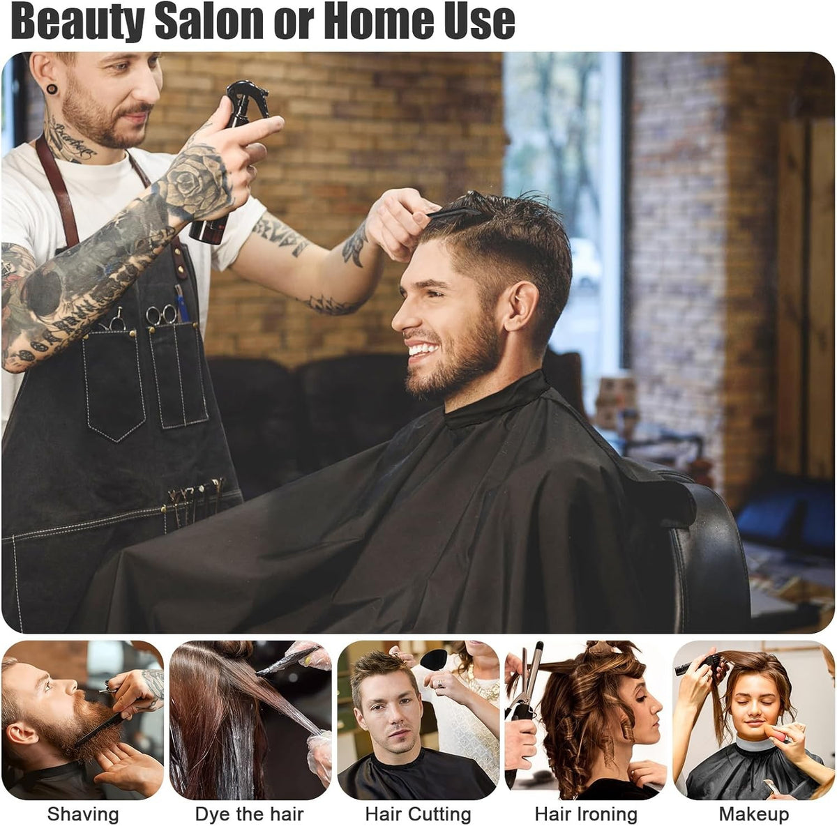 Professional Barber Hair Cutting Kit with Cape, Neck Duster & Clips