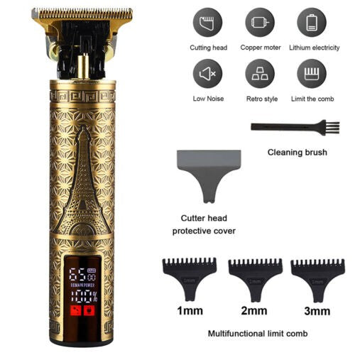 Cordless Professional Hair Clippers & Beard Trimmer Set with Metal Shell