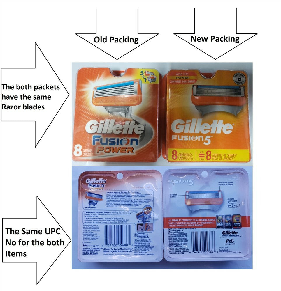 Gillette Fusion Power Razor Blades Refill Pack 8 Cartridges Fits FlexBall