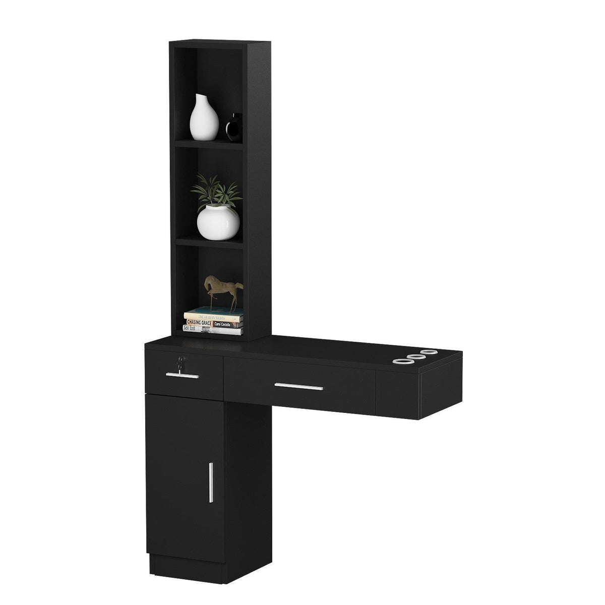 Wall Mount Hair Styling Station Cabinet for Salon & Spa