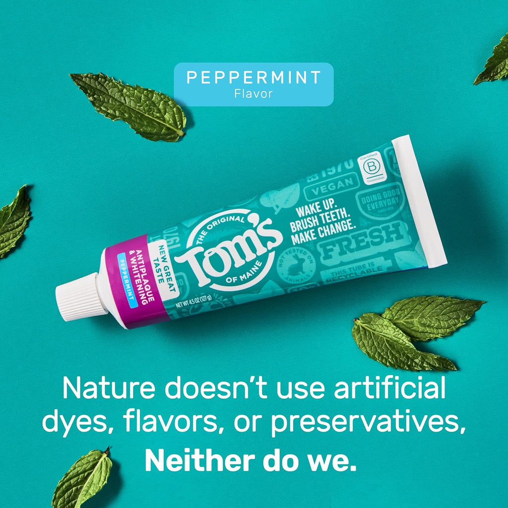 Peppermint Antiplaque & Whitening Toothpaste 2-Pack - Fluoride Free 5.5 Oz