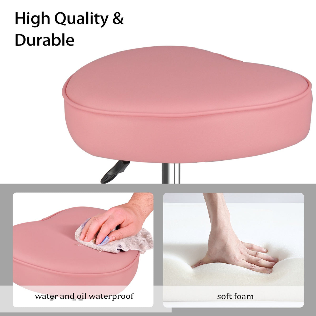 Ergonomic Rolling Stool with Heart-Shaped Seat for Salon & Tattoo Artists