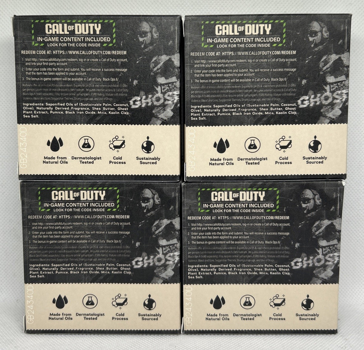 4-Pack Limited Edition Ghost Grit 5oz Body Soap Bars for Men